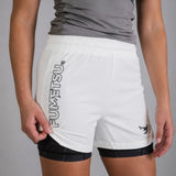 Fumetsu Icon Womens Dual Layer Fight Shorts White/Black