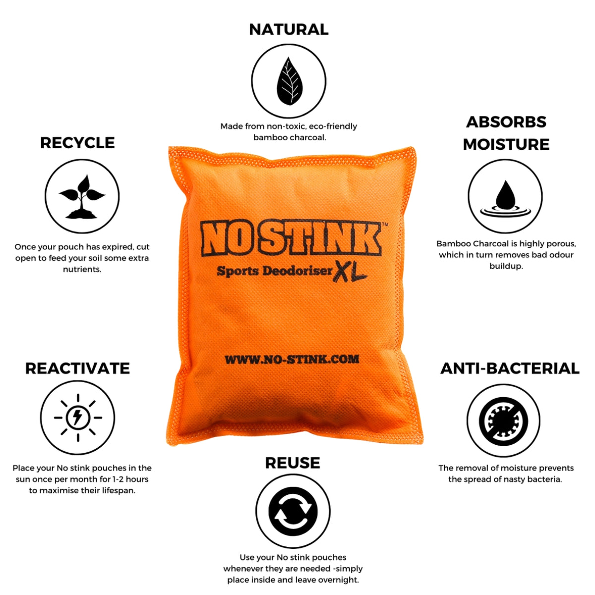 No Stink Sports Deodoriser XL Box of 50 Pcs at Bytomic Trade and Wholesale