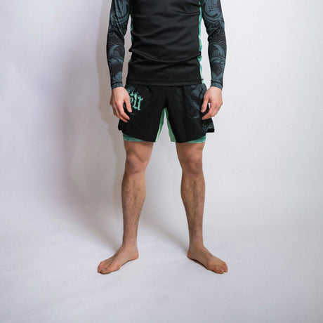 Fumetsu Oni Dual Layer Shorts Black/Blue/Mint at Bytomic Trade and Wholesale