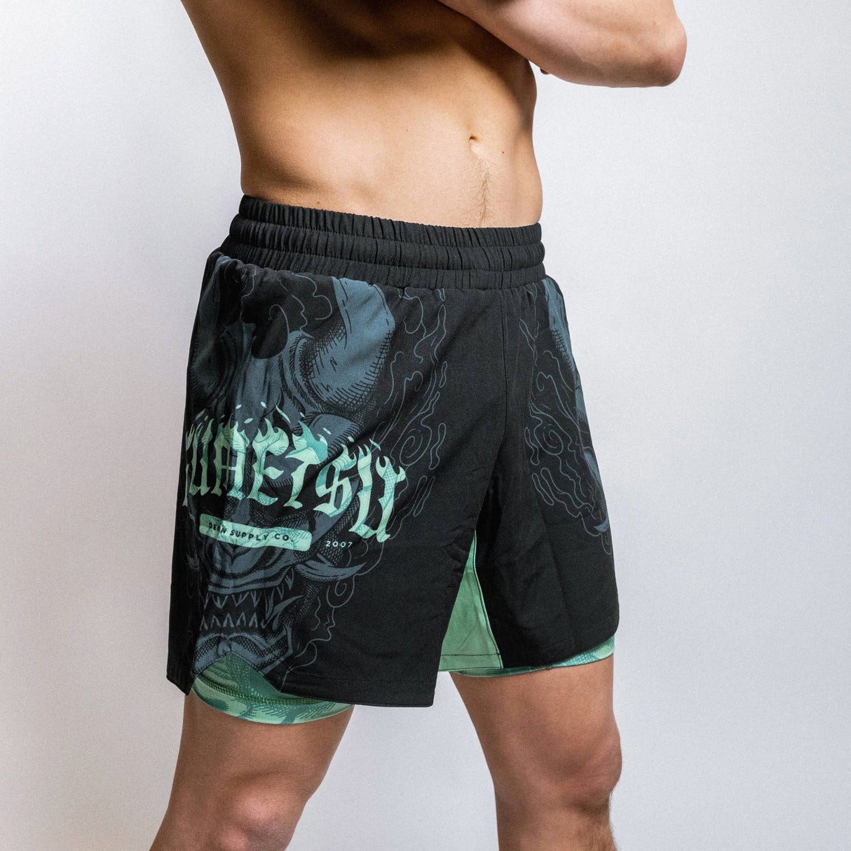 Fumetsu Oni Dual Layer Shorts Black/Blue/Mint at Bytomic Trade and Wholesale