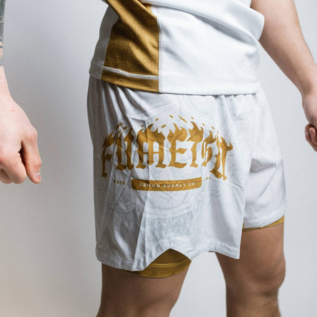 Fumetsu Oni Dual Layer Shorts White/Gold/Grey at Bytomic Trade and Wholesale