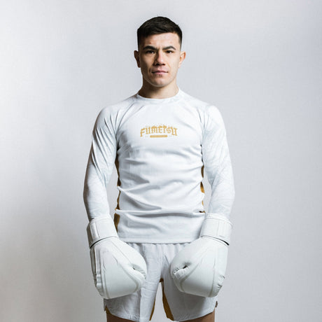 Fumetsu Oni Long Sleeve Rash Guard White/Gold/Grey at Bytomic Trade and Wholesale