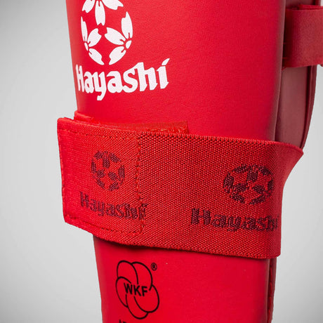 Hayashi WKF Approved Karate Shin-Instep Guard Red    at Bytomic Trade and Wholesale