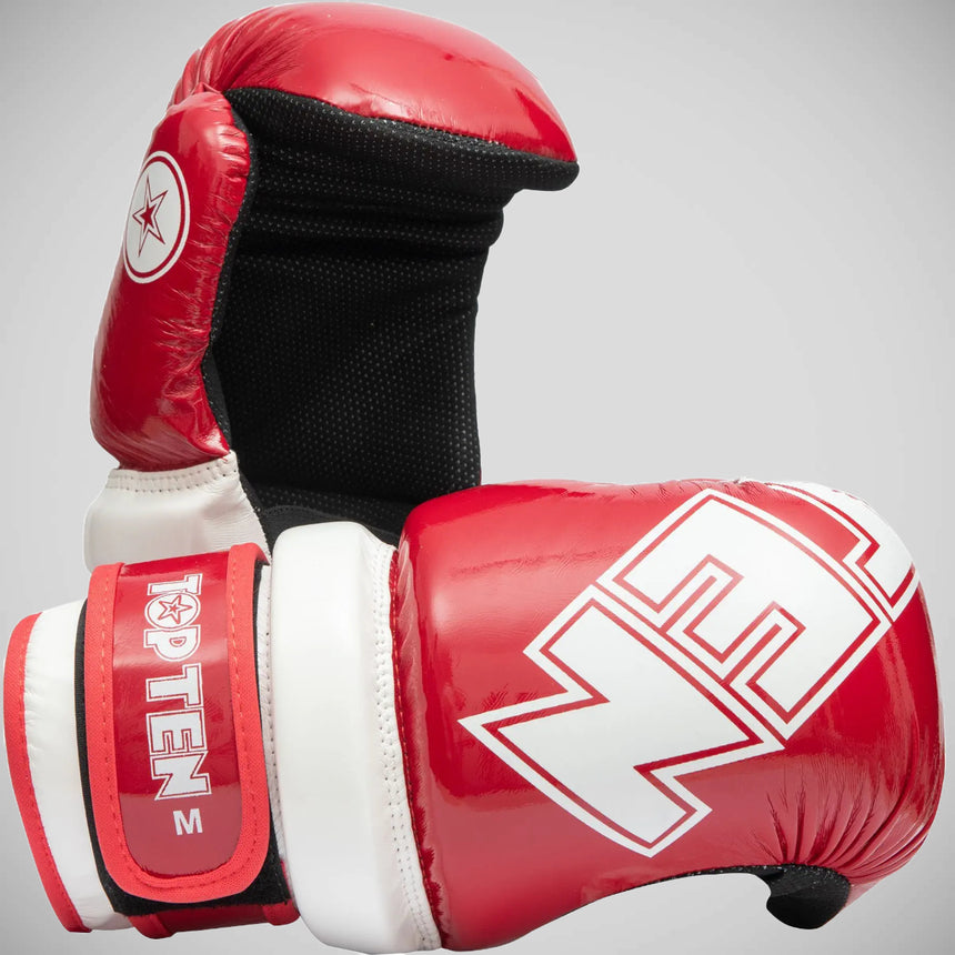 Red/White Top Ten Glossy Block Pointfighter Gloves    at Bytomic Trade and Wholesale