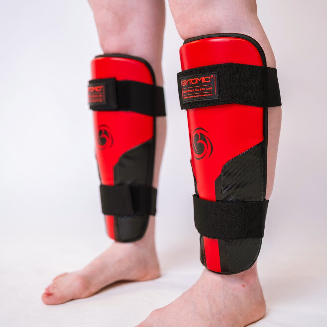 Red/Black Bytomic Performer Carbon Evo Shin Guards