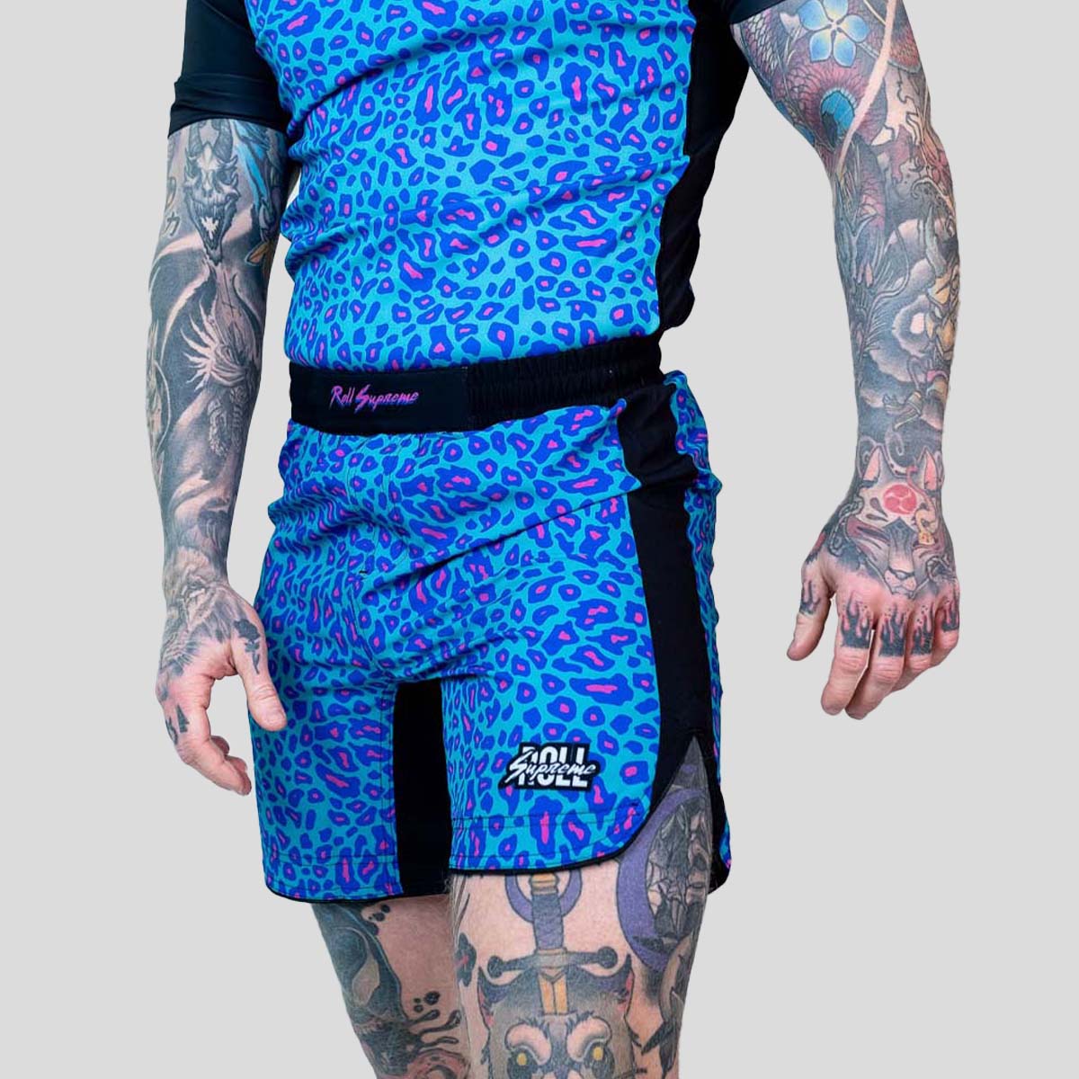 Roll Supreme The Butcher Fight Shorts Blue/Pink at Bytomic Trade and Wholesale