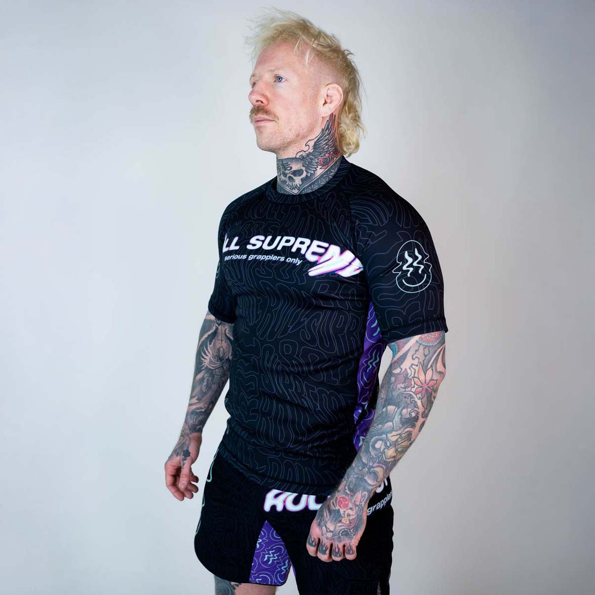 Roll Supreme The Rave Ultraviolet Brain Freeze Short Sleeve Rash Guard at Bytomic Trade and Wholesale