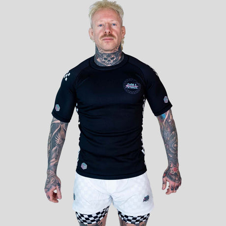 Roll Supreme The Finisher Short Sleeve Rash Guard Black/White at Bytomic Trade and Wholesale