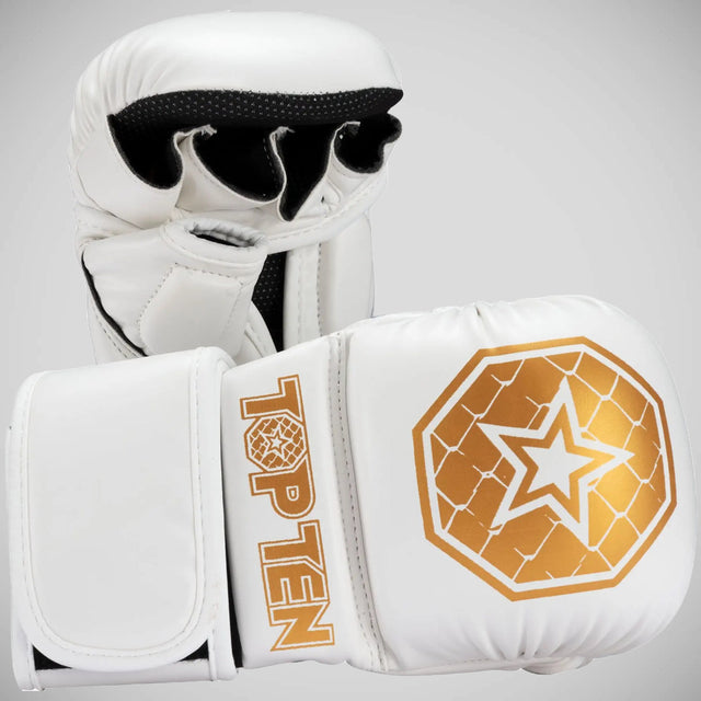 Top Ten Contender MMA Sparring Gloves White/Gold    at Bytomic Trade and Wholesale