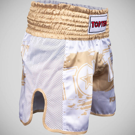 Top Ten Power Ink Golden Star Kickboxing Shorts White/Gold    at Bytomic Trade and Wholesale