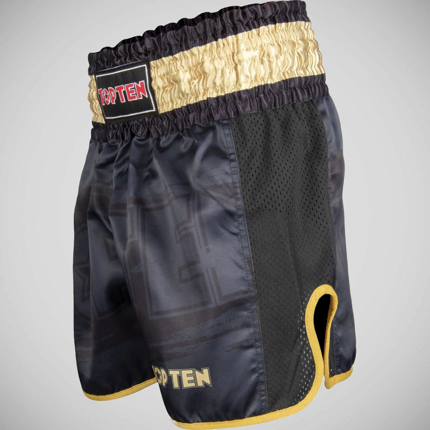 Top Ten Power Ink Kickboxing Shorts Black/Gold    at Bytomic Trade and Wholesale