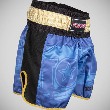 Top Ten Power Ink Kickboxing Shorts Blue/Gold    at Bytomic Trade and Wholesale