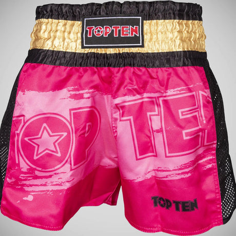 Top Ten Power Ink Kickboxing Shorts Pink/Gold    at Bytomic Trade and Wholesale
