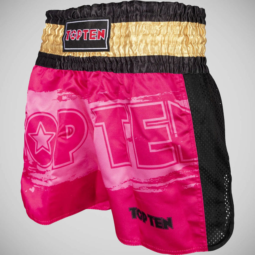 Top Ten Power Ink Kickboxing Shorts Pink/Gold    at Bytomic Trade and Wholesale