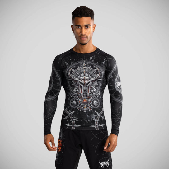 Venum Gladiator 5.0 Long Sleeve Rash Guard Black/Silver    at Bytomic Trade and Wholesale