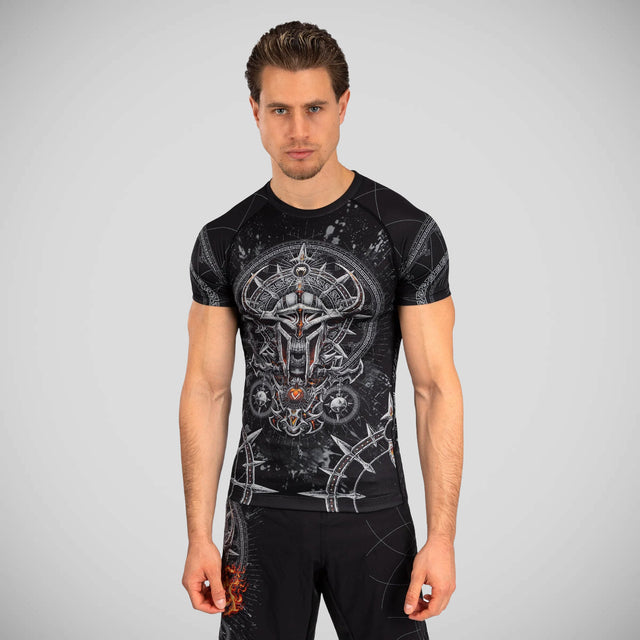 Venum Gladiator 5.0 Short Sleeve Rash Guard Black/Silver    at Bytomic Trade and Wholesale