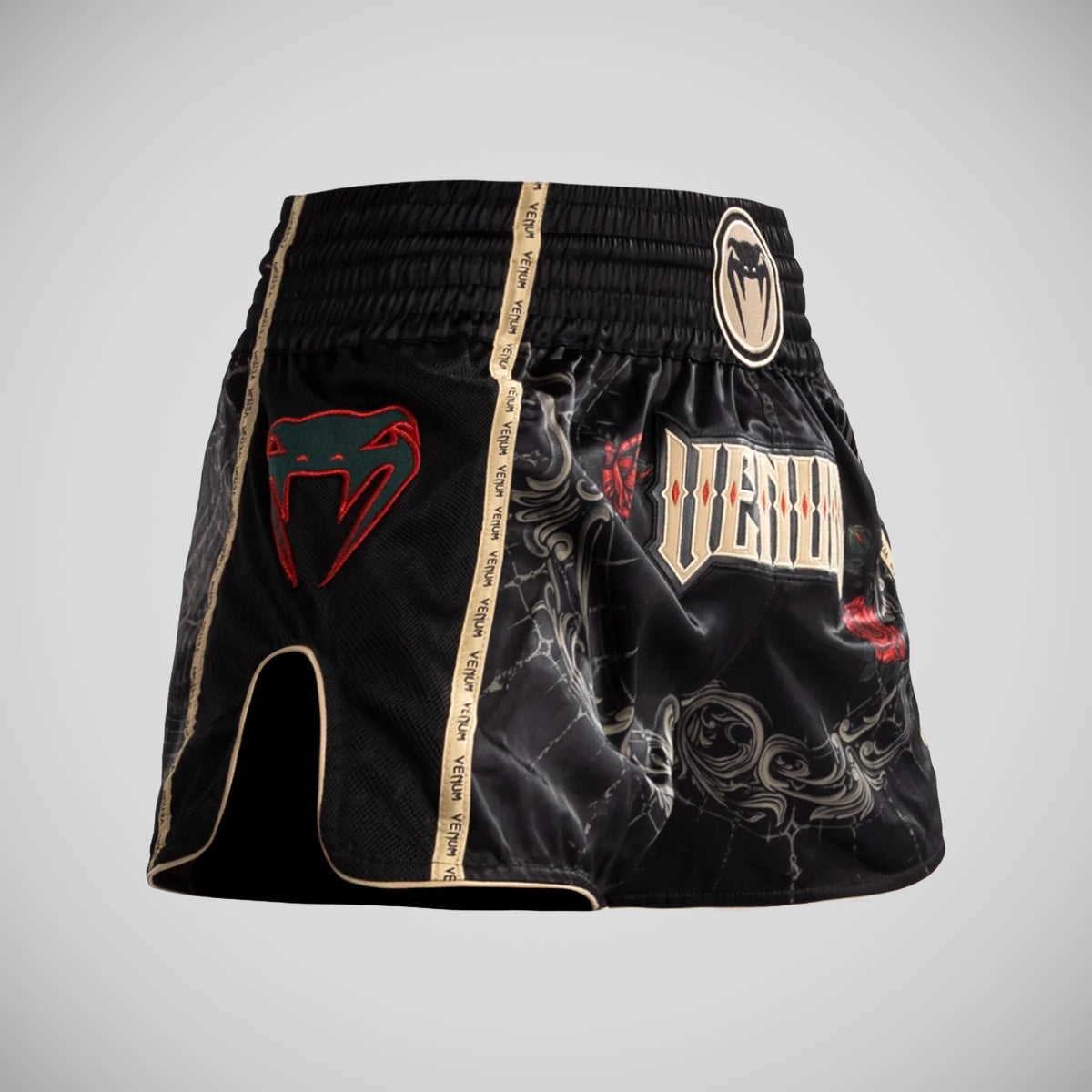 Venum Santa Muerte 5.0 Muay Thai Shorts Black/Gold at Bytomic Trade and Wholesale