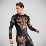 Venum Tiger Long Sleeve Rash Guard Black/Orange    at Bytomic Trade and Wholesale