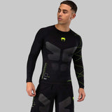Venum Training Camp 4.0 Long Sleeve Rash Guard Black/Neo Green    at Bytomic Trade and Wholesale