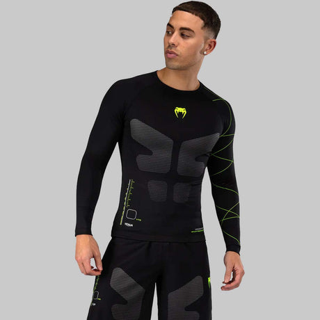 Venum Training Camp 4.0 Long Sleeve Rash Guard Black/Neo Green    at Bytomic Trade and Wholesale