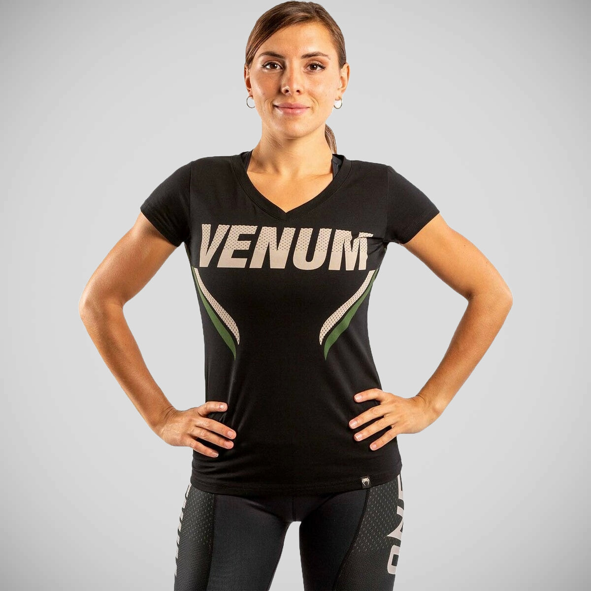 Black/Khaki Venum Womens One FC Impact T-Shirt    at Bytomic Trade and Wholesale