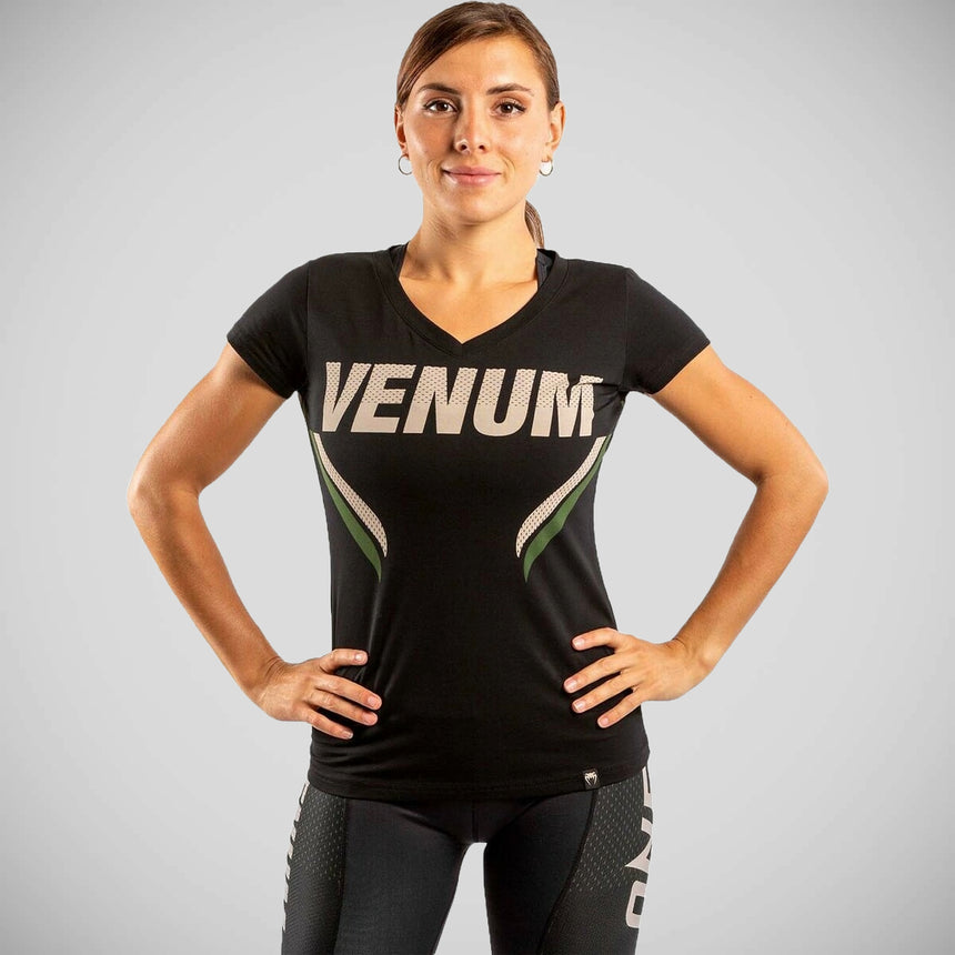 Black/Khaki Venum Womens One FC Impact T-Shirt    at Bytomic Trade and Wholesale