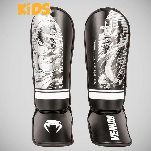 Venum YKZ21 Kids Shin Guards Black/White    at Bytomic Trade and Wholesale