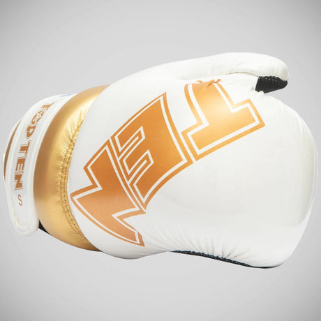 White/Gold Top Ten Glossy Block Pointfighter Gloves    at Bytomic Trade and Wholesale