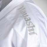 Hayashi Premium WKF Approved Kumite Green Karate Gi White/White at Bytomic Trade and Wholesale