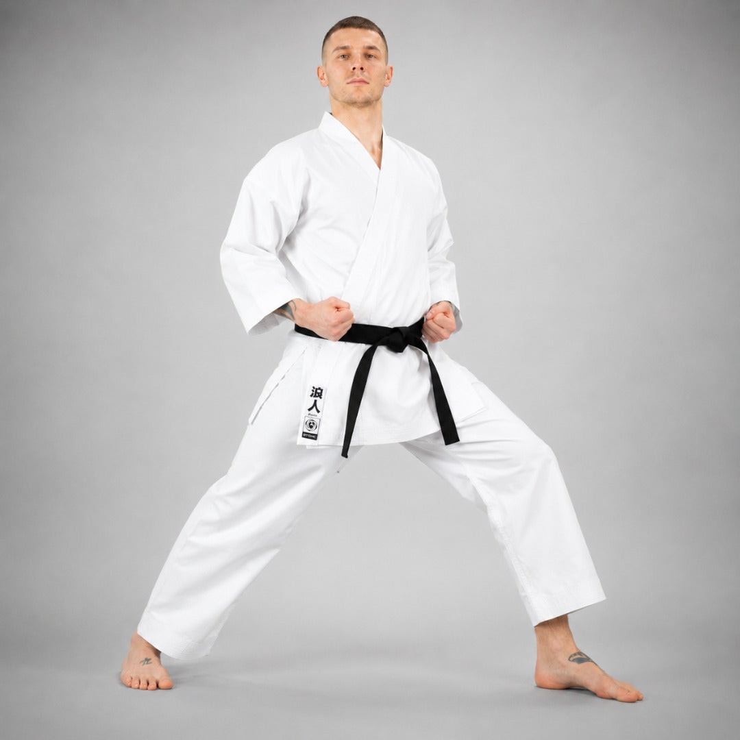 White Bytomic Ronin Middleweight Karate Uniform Photoshoot 3