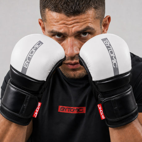 White/Grey/Black Bytomic Red Label MMA Sparring Gloves