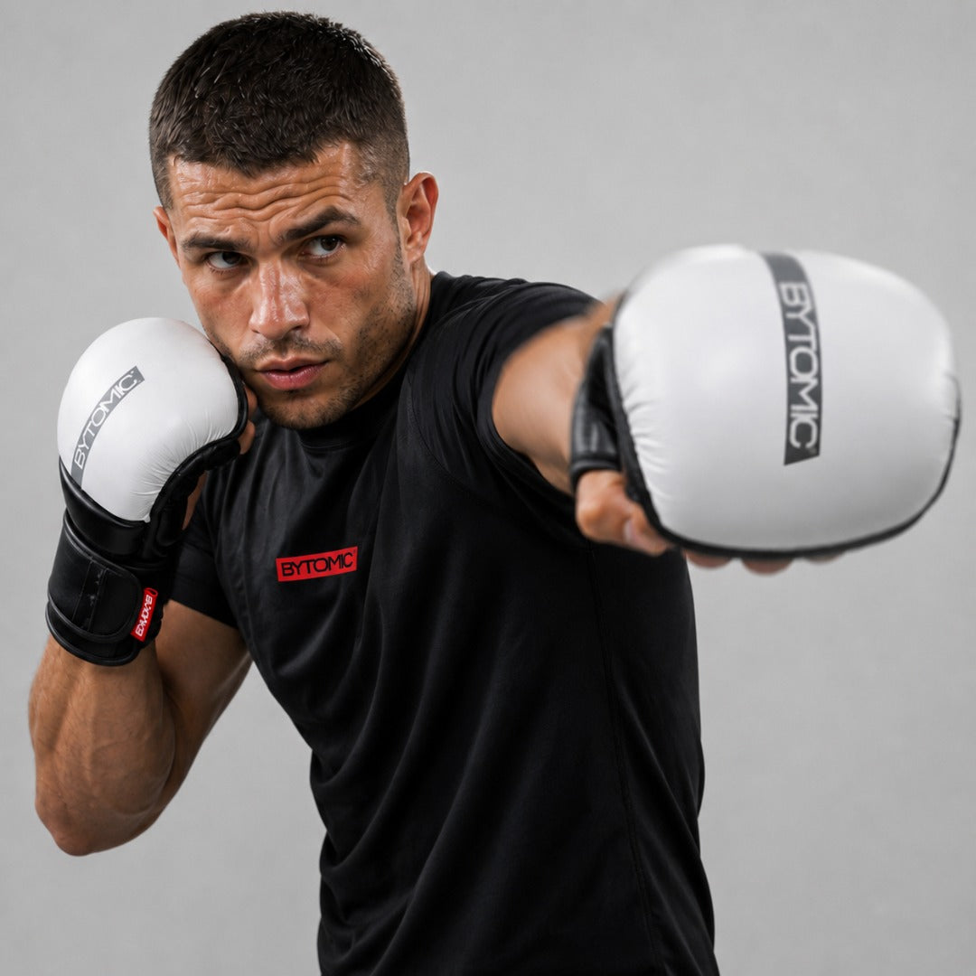 White/Grey/Black Bytomic Red Label MMA Sparring Gloves
