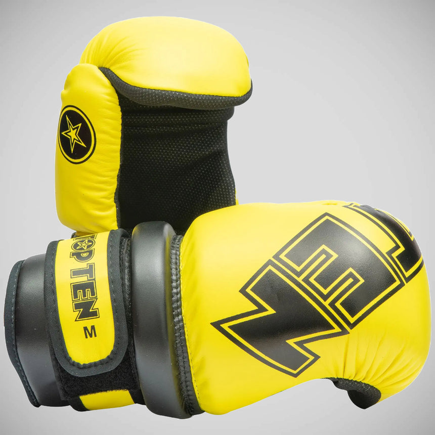 Yellow/Black Top Ten Glossy Block Pointfighter Gloves    at Bytomic Trade and Wholesale