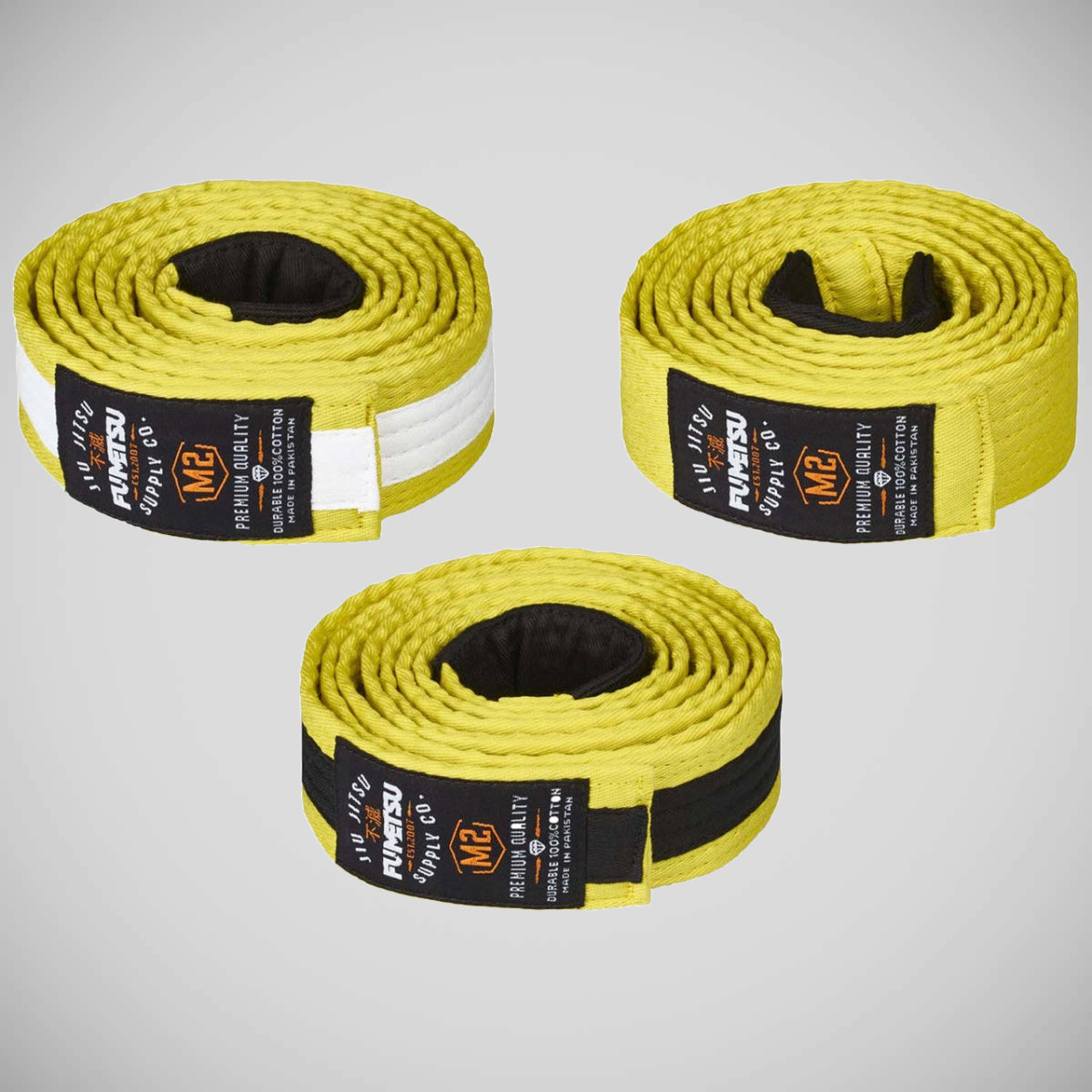 Yellow/Black Fumetsu V2 Kids BJJ Belt at Bytomic Trade and Wholesale