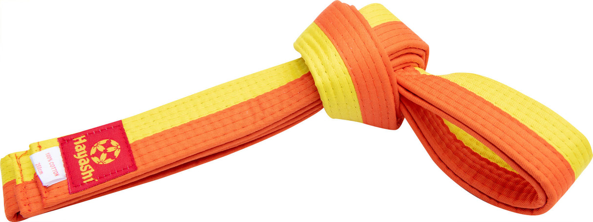 Hayashi Karate belt twotone orangegreen Yellow - Orange 220 cm at Bytomic Trade and Wholesale