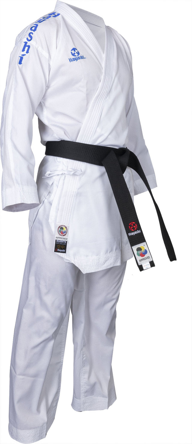 Hayashi Karate Gi “Air Deluxe” with shoulder embroidery in blue White - Blue 150 cm at Bytomic Trade and Wholesale