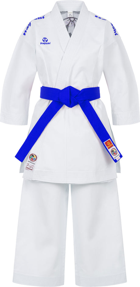 Hayashi Karate Gi “Jingu” white with blue embroidery at Bytomic Trade and Wholesale