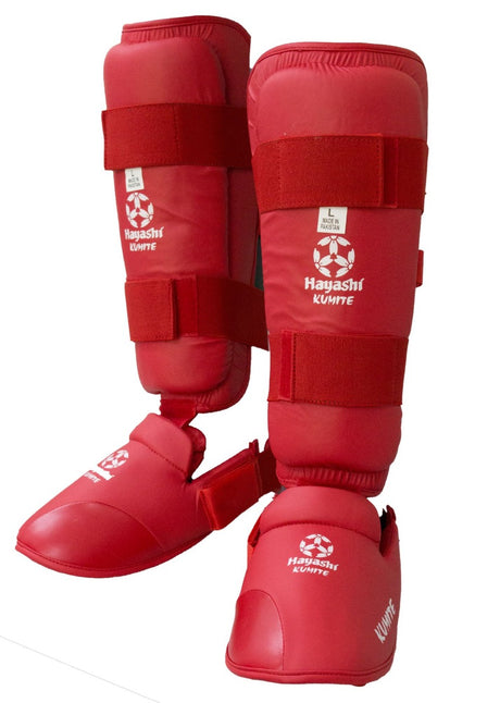Hayashi Karate Schienbeinschutz und Spannschutz blau Gr. Red XS at Bytomic Trade and Wholesale