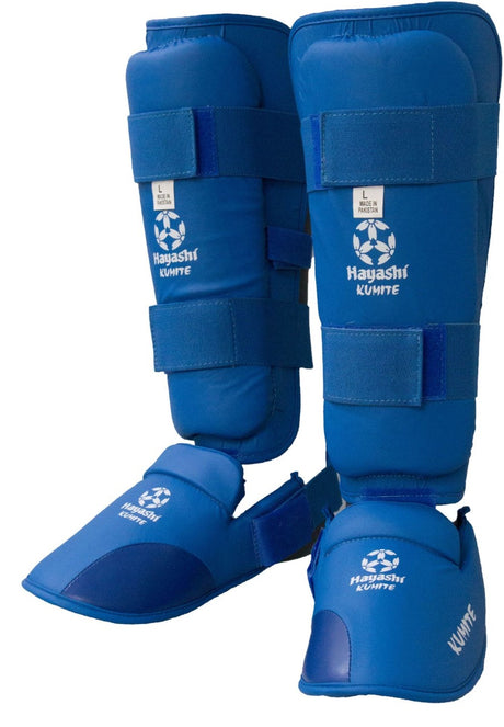 Hayashi Karate Schienbeinschutz und Spannschutz blau Gr. Blue XS at Bytomic Trade and Wholesale