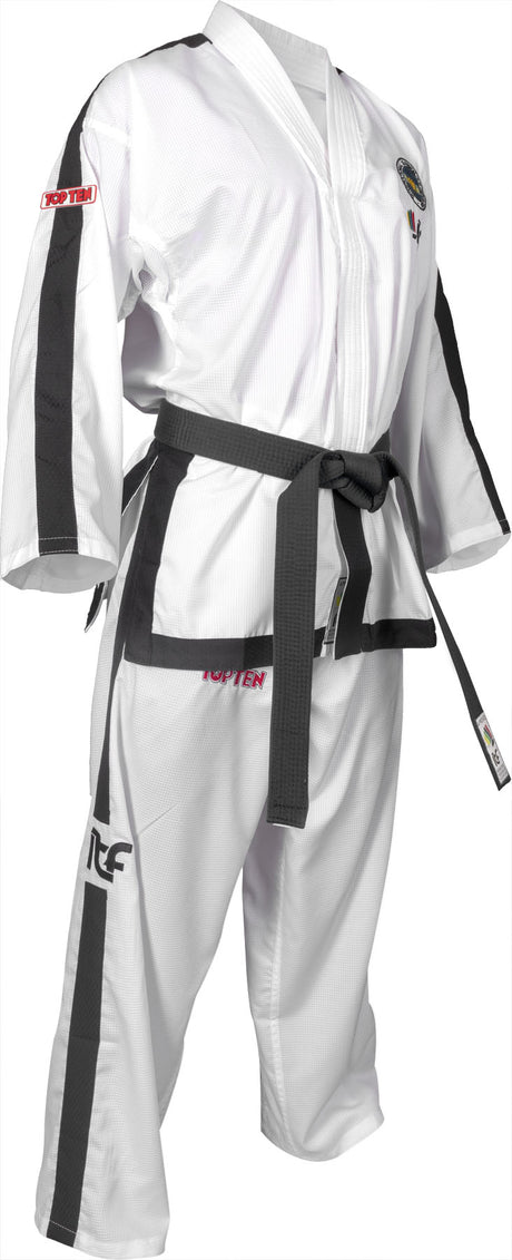 TOP TEN TaekwonDo Instructor Dobok “Diamond” (4th 6th Dan) (ITF approved) White 160 cm at Bytomic Trade and Wholesale