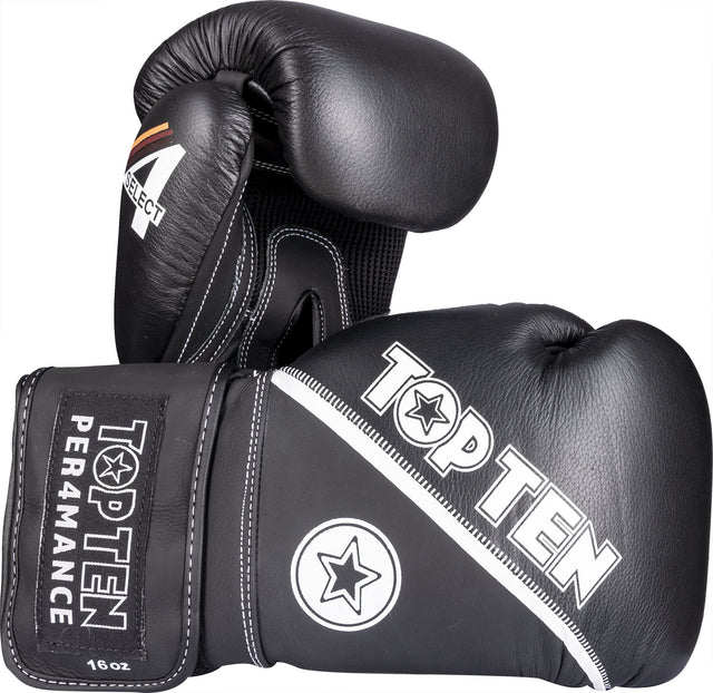 TOP TEN Boxing gloves “4select” Leather 16 oz Black at Bytomic Trade and Wholesale