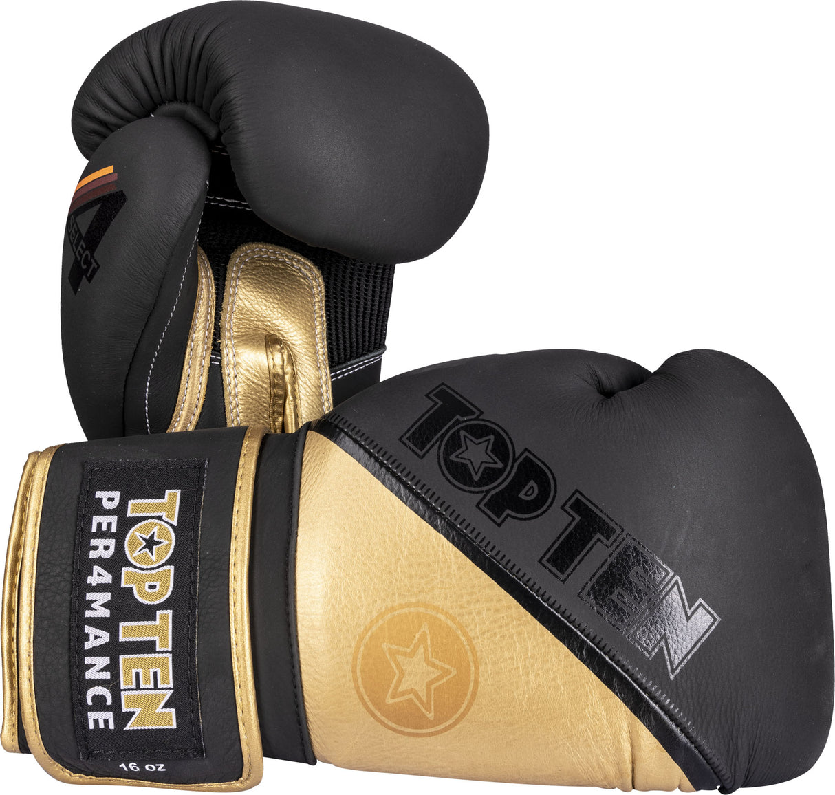 TOP TEN Boxing gloves “4select” Leather 16 oz Gold - Black at Bytomic Trade and Wholesale
