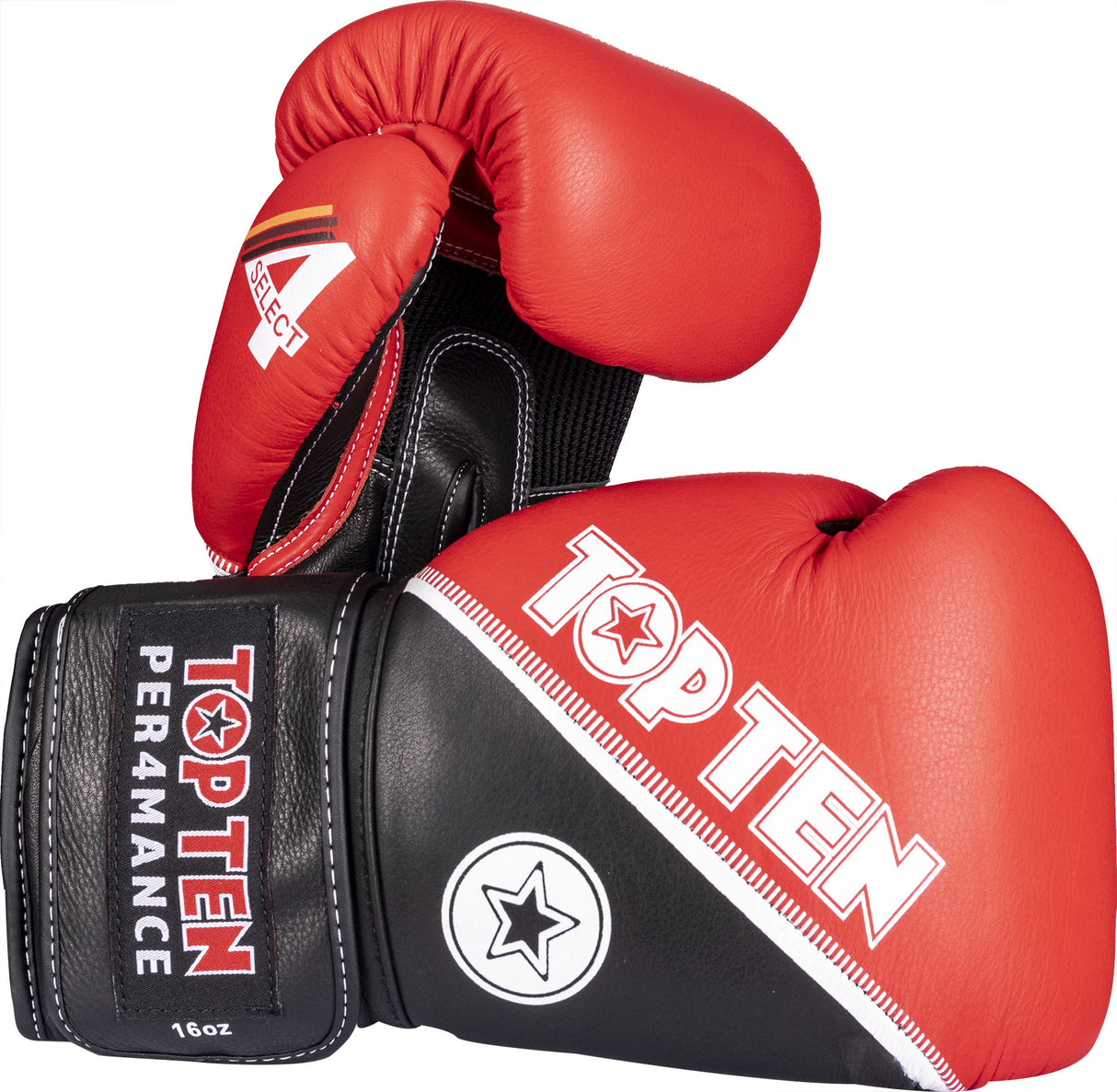 TOP TEN Boxing gloves “4select” Leather 16 oz Red - Black at Bytomic Trade and Wholesale
