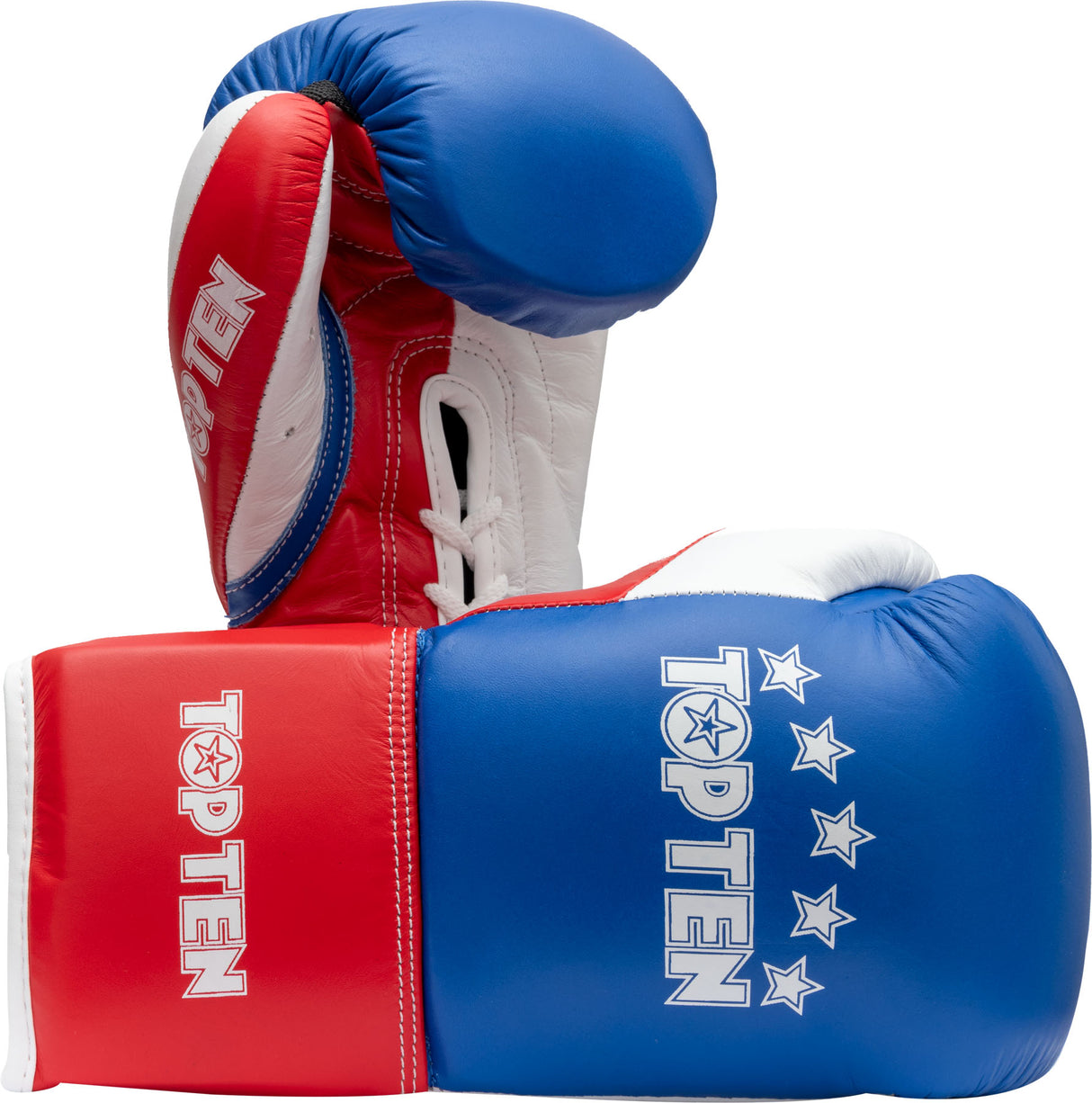 TOP TEN Boxing Gloves “Profi Tricolor” 8 oz blackgold Blue - Red at Bytomic Trade and Wholesale