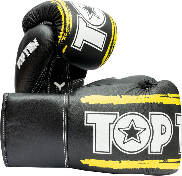 TOP TEN Boxing gloves “RoundUP” 16 oz blackyellow Black - Yellow at Bytomic Trade and Wholesale