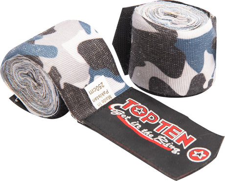 TOP TEN HandWrap elastic boxing bandage “Military” 5 cm x 250 cm camouflageblack Black - Camouflage at Bytomic Trade and Wholesale