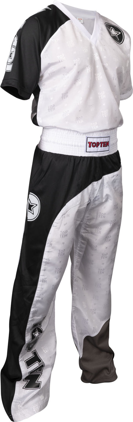 TOP TEN Kickboxing uniform “Bow” blackbluewhite White - Black - Gray XXL at Bytomic Trade and Wholesale