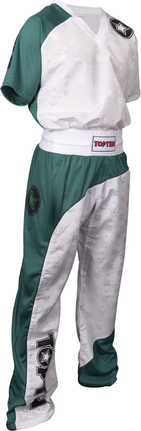 TOP TEN Kickboxing uniform “Bow” blackbluewhite White - Teal - Black L at Bytomic Trade and Wholesale