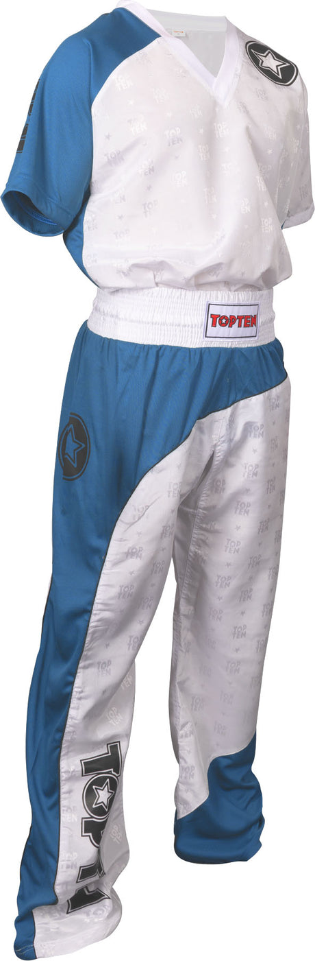 TOP TEN Kickboxing uniform “Bow” blackbluewhite White - Blue - Black XXL at Bytomic Trade and Wholesale