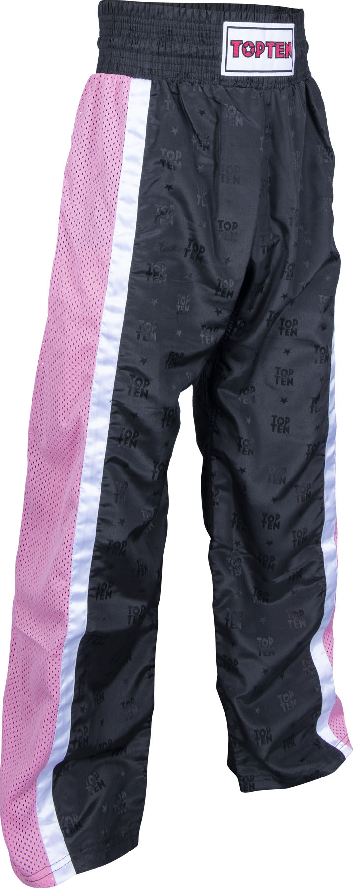 TOP TEN Kickboxing pants “Mesh” for Kids XXS = blackblack Black - Pink 130 cm 130 at Bytomic Trade and Wholesale